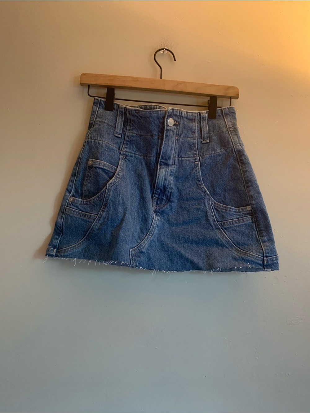 We The Free Blue Denim Mini Skirt Women Bottoms 26 Fall Boho Casual School